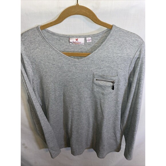 Quacker Factory Women’s Casual Blouse Size Large Gray Comfort Going Out Party - Picture 1 of 12